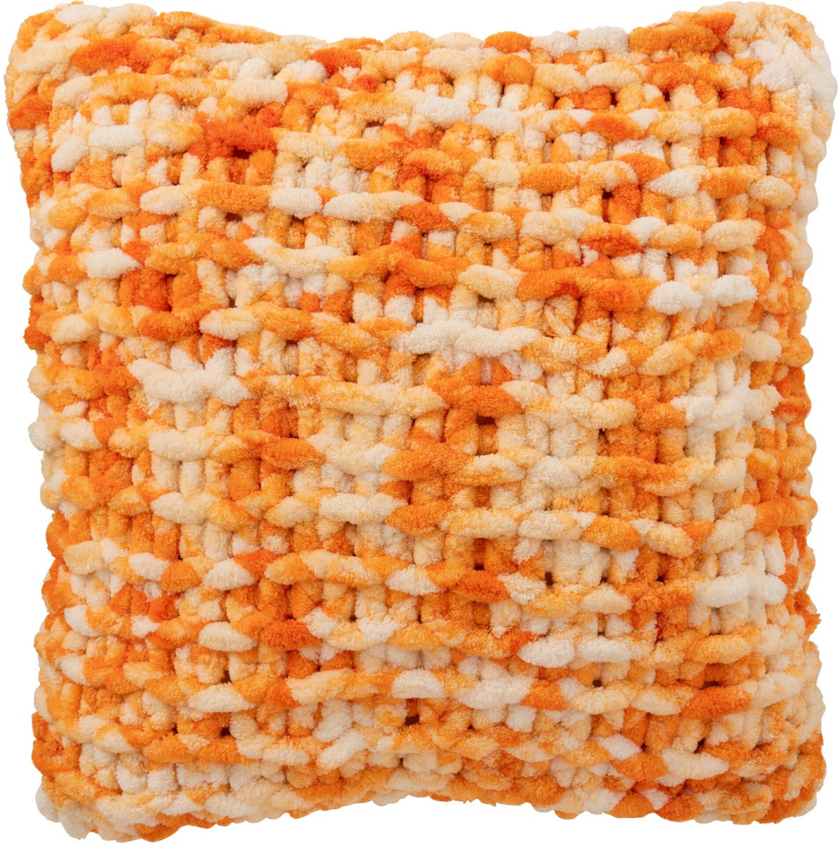 J-Line kussen Gebreid - polyresin - oranje/wit Oranje - Wit