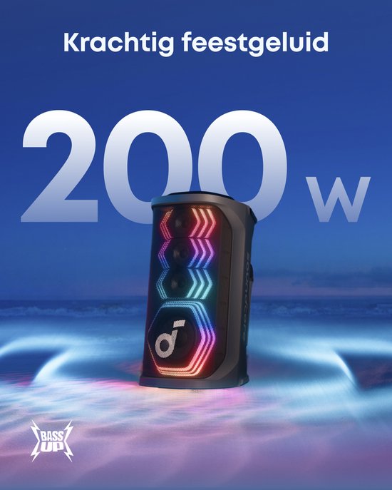 soundcore Rave 3S Partybox met AI-karaoke, partyluidspreker met 2 draadloze microfoons, 200 W geluid, AI-zangverwijdering, lichtshow, Auracast, 12 uur speeltijd, Bluetooth-luidspreker binnen en buiten van Soundcore — afbeelding 2