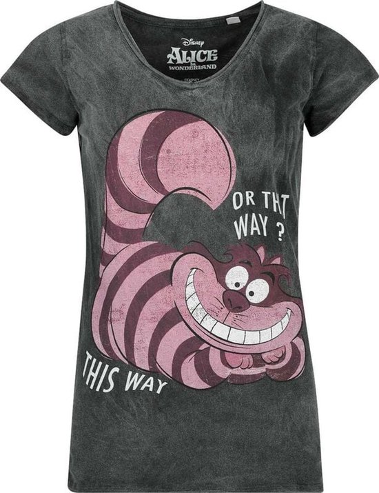 Alice In Wonderland Cheshire Cat - This Way or That Way? Dames T-shirt - zwart - S