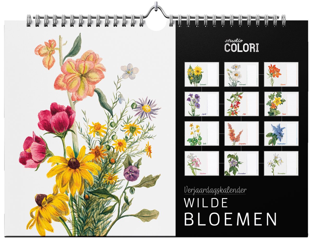Verjaardagskalender Wilde Bloemen - A4 Wandkalender - Verjaardagskalender volwassenen
