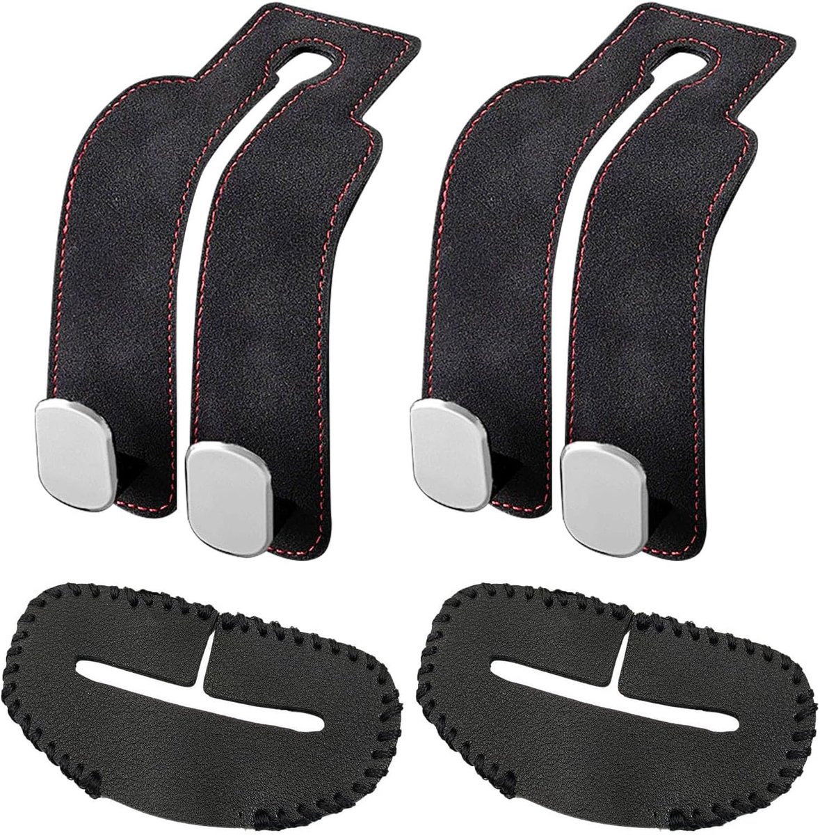 Image of 2 Pcs Auto Stoel Dubbele Haak - Achterhaak Auto Stoel - Leer Auto Stoel Hoofdsteun Haken voor Handtassen en Tassen - Praktisch