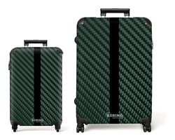 NoBoringSuitcases.com NoBoringSuitcases.com® - Kofferset 2 delig - Koffer lichtgewicht - Groene carbonstructuur met zwarte streep - Reiskoffer set met 4 wielen - Koffers met TSA slot