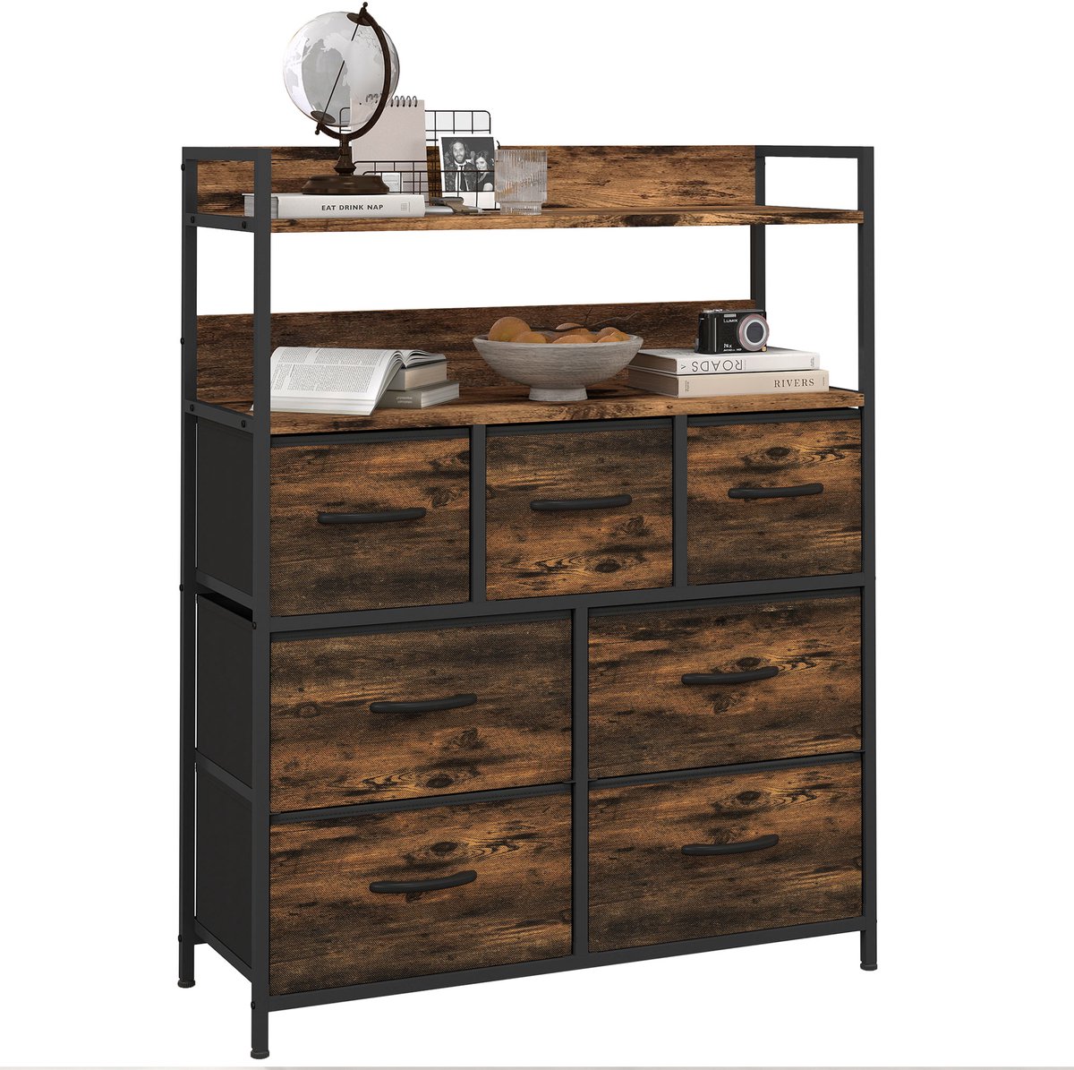 HOMCOM - Opbergkast - Polyester - Staal - 79L x 29B x 101H cm - Bruin