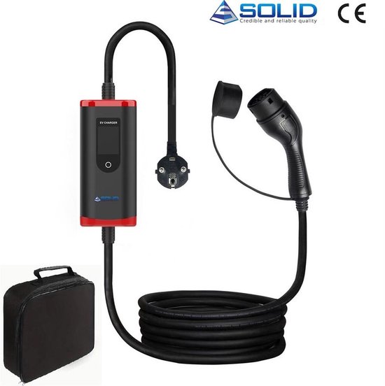 Solid - Mobiele EV thuislader - 1 fase - 3.6kW - 16A - Stopcontact - Type 2 - Incl. opbergtas - Geschikt voor Elektrische auto's en Plug-in Hybride kopen - beste keuze voor wallbox laadpaal