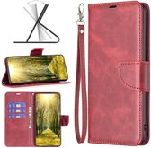 MobyDefend Hoesje - Geschikt voor Motorola Moto G56 - Wallet Book Case Met Koord - Rood