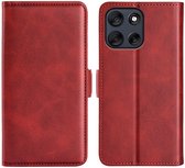MobyDefend Hoesje - Geschikt voor Motorola Moto G56 - Luxe Wallet Book Case (Sluiting Zijkant) - Rood