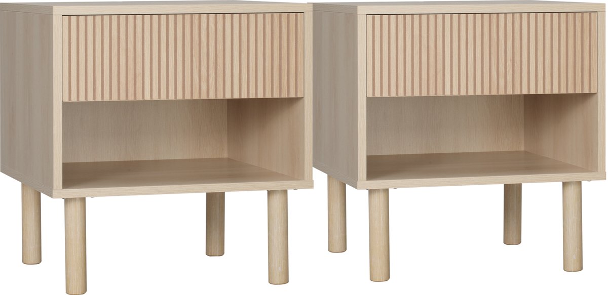 HOMCOM-Nachtkastje-Spaanplaat-47x47x50cm-Natuurlijk hout