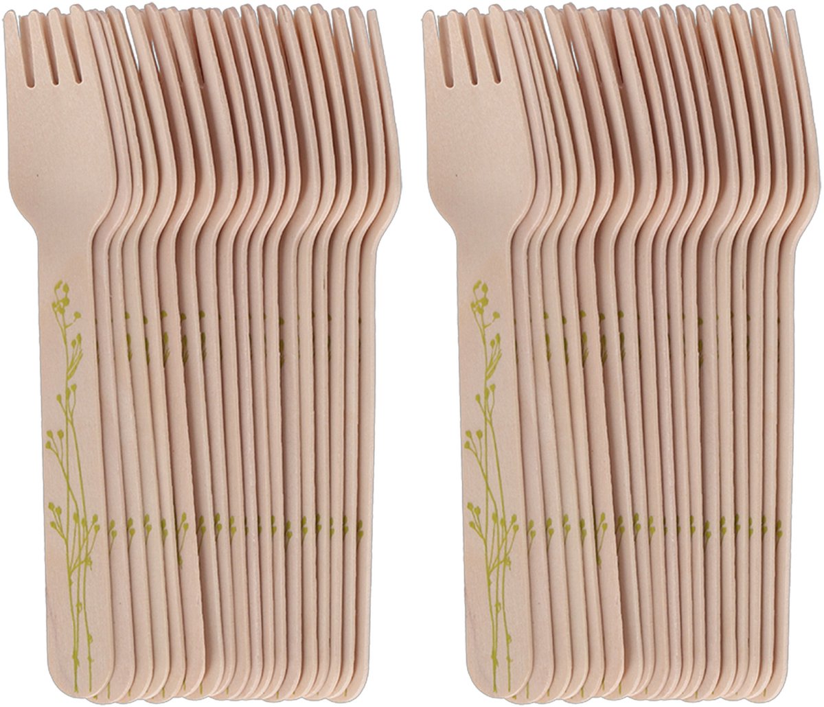 Esschert Design Vorken - hout - 40x - kruidenopdruk - 16 cm - BBQ/Verjaardag/Camping/Party