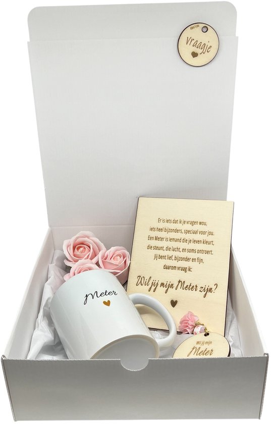 Coffret cadeau Voulez-vous être mon MÈTRE ? | rose | AGRESSER | porte-clés | roses de mer | mètre | devenir des mètres | questions de marraine | devenir marraine | cadeau | boîte avec une question