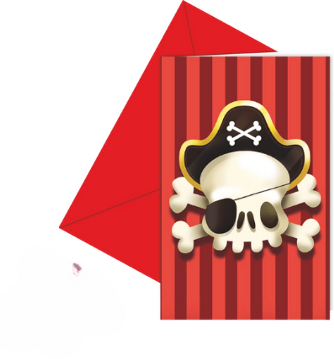 Piraten uitnodigingen en enveloppen -6stuks - Feestjecreatief