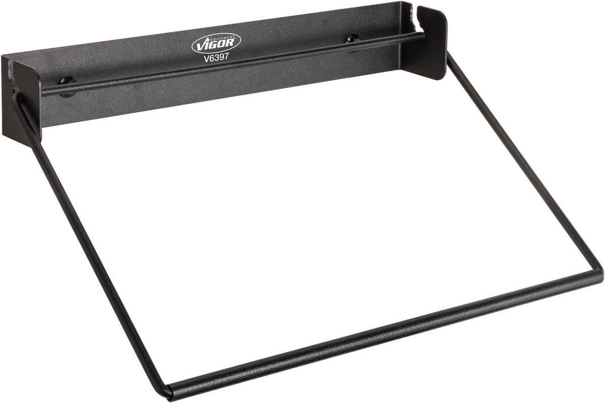 ViGOR papierrolhouder, draaibaar V6397, geschikt voor alle ViGOR werkplaatswagens, voor papierrollen tot 320 mm breed, voor praktische opberging