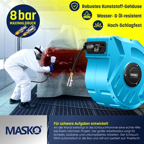 Ansobea Compressed Air Hose, 20 m Compressor, Hose Reel