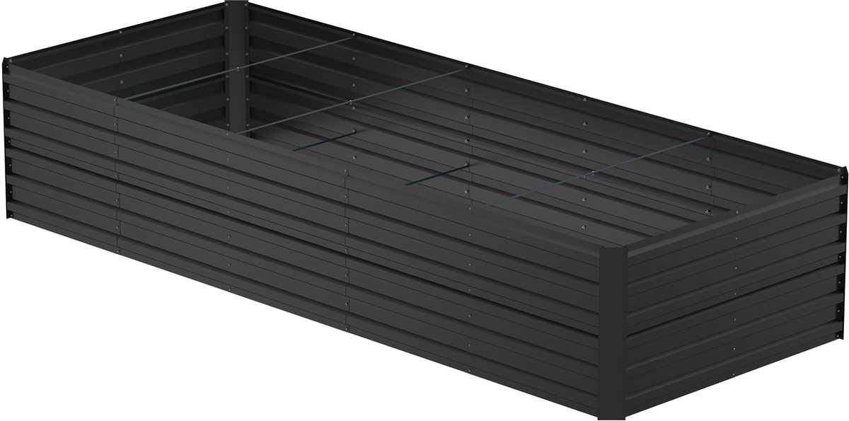300 x 120 x 58cm Verhoogd Bed Metal Planter Verhoogd Bed Kit voor Kruid Bed Groente Bed Planting Box Garden Box Koude Frame teelt voor bloemen, fruit, groenten (Zwart, Rechthoekig)