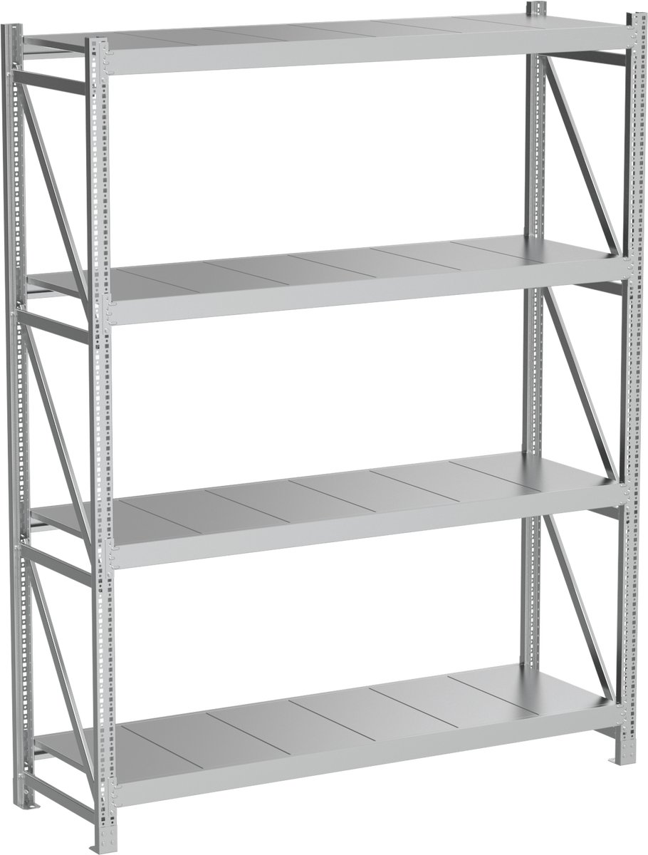 Povag Stellingkast - Magazijnstelling - 200x150x50 cm - Gegalvaniseerd staal - 150 kg per legniveau - 4 legniveaus