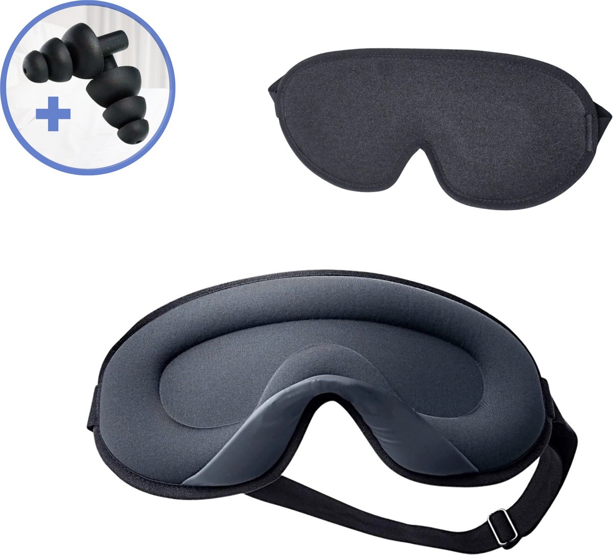 Bol.com Hilvard - Slaapmasker - Oogmasker - Inclusief Slaap oordopjes - 100% Verduisterend - Verstelbaar - Ergonomisch - Zwart aanbieding