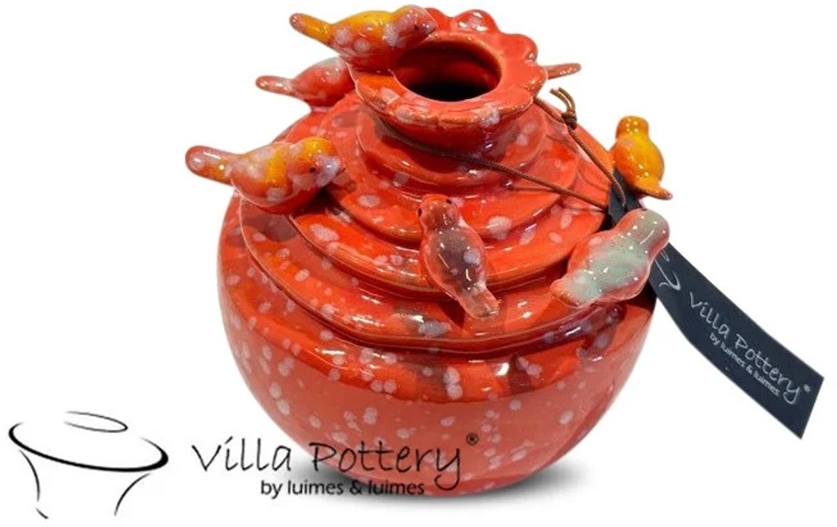 Villa Pottery Rode Vogel Vaas Grenada D14 x rood