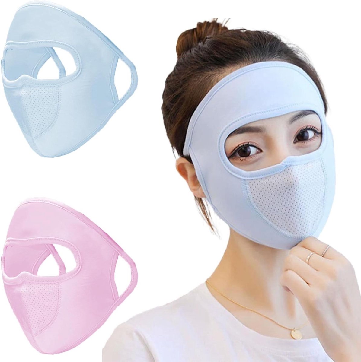 ByShane Gezichtsmasker voor fietsen en outdoor sport 2 stuks Ademend en volgelaatsmasker voor warme zomeractiviteiten – UV-bescherming Fietsen Wandelen Vissen Any