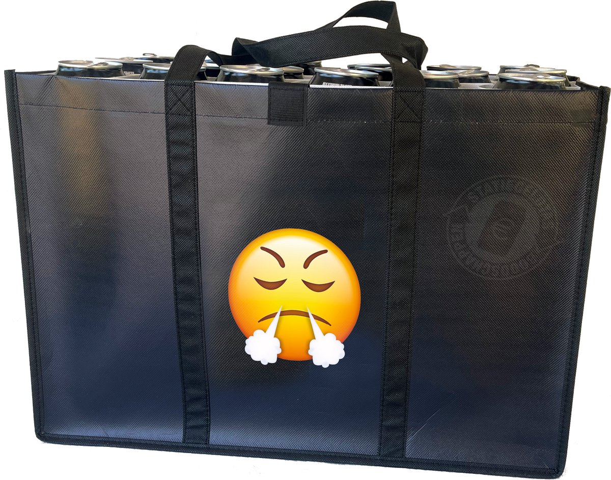 Very mad –Combiset Statiegeldtas - boodschappentas + 2 koelementen met een leuke emoji – met handig klittebandsysteem