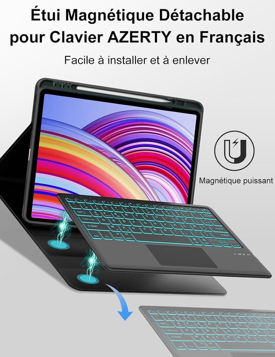 FOGARI Toetsenbord voor Redmi Pad Pro 12.1 | Beschermhoes voor Xiaomi iPad POCO 12,1 inch 2024, AZERTY Frans afneembaar Bluetooth-toetsenbord voor Redmi Pad Pro 12,1 inch, grijs FOGARI Toetsenbord voor Redmi Pad Pro 12.1 | Beschermhoes voor Xiaomi iPad POCO 12,1 inch 2024, AZERTY Frans afneembaar Bluetooth-toetsenbord voor Redmi Pad Pro 12,1 inch, grijs