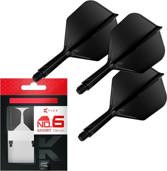 Target K-Flex Black NO6 - Dart Flights - Short van Target — afbeelding 2
