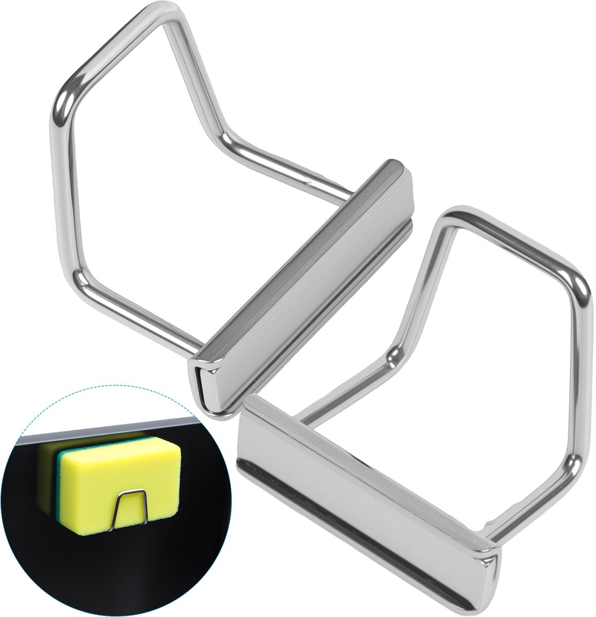 Dooki® Sponshouder Magnetisch RVS – Keuken Organizers – Keuken accessoires – Keukenorganizers – Aanrecht Organiser – Gootsteenorganizer – 1 Stuk