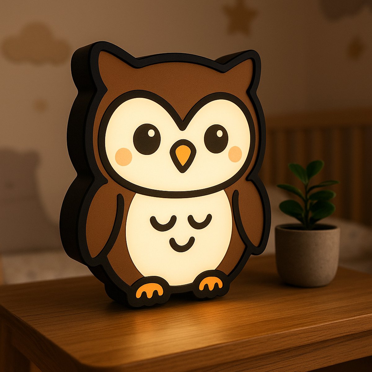 Schattig Uil Nachtlampje – Cartoon 3D Lightbox Dierenlamp met USB – Origineel Cadeau voor 