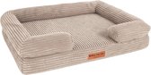 By Cee Cee Orthopedische Hondenmand – Orthopedisch Hondenkussen – Hondenbed – Ribstof - Voor Kleine Honden - Mokka Taupe - 80x55