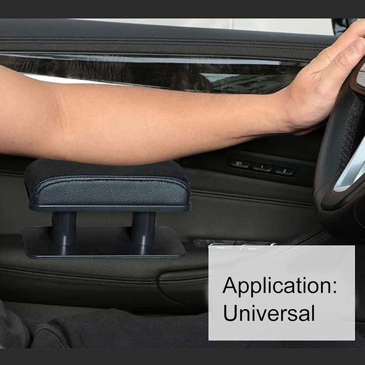 Universele Auto Armsteunpad – ABS + PU Materiaal, Instelbare Hoogte (9-12 Cm), Dubbele Antisliplaag, Geschikt Voor De Meeste Auto’s, Verlicht Rijvermoeidheid, Zwart