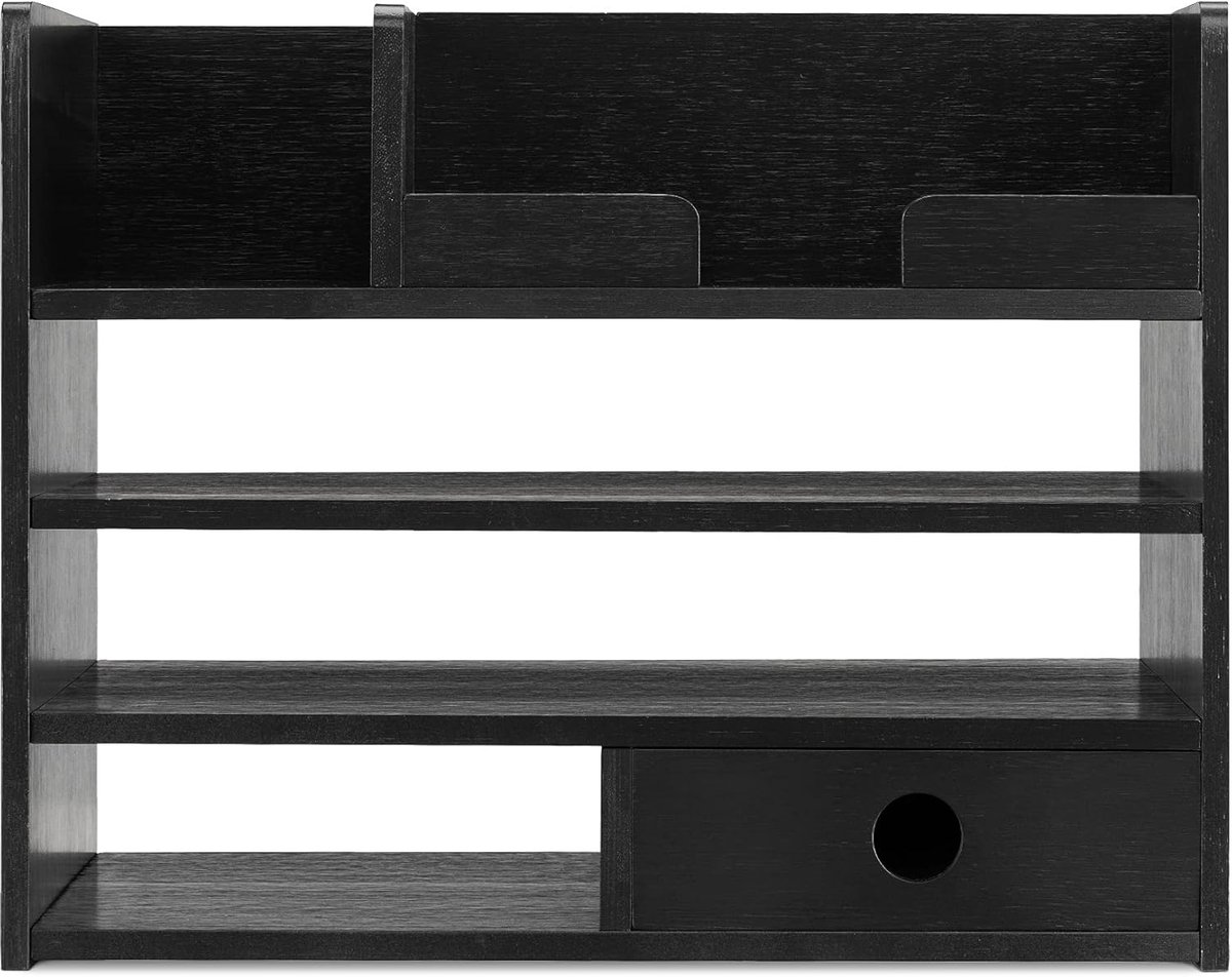 Bureau Organizer Hout met Lade - 33 x 24 x 26 cm - Ideaal voor Kantoorartikelen en Documenten - Milieuvriendelijk Bamboe — cadeau in Wonen & Interieur - foto 2