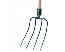 KADAX Hooivork, vork, spakkevork, grasvork, mestvork, vork voor tuin, draadvork met houten steel, tuinvork van hoogwaardig staal, mestvork, tuinvork (4 tanden, T-greep)