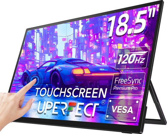 UPERFECT Portable Monitor E06 18.5" FHD 120Hz Touchscreen Draagbaar Monitor with 10-Point Touch & USB-C for Gaming/Design for Laptop/Switch/MacBook VESA Mount