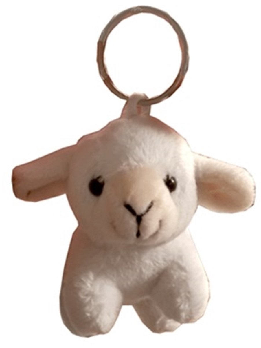 Sleutelhanger Lammetje pluche wit 9x5cm