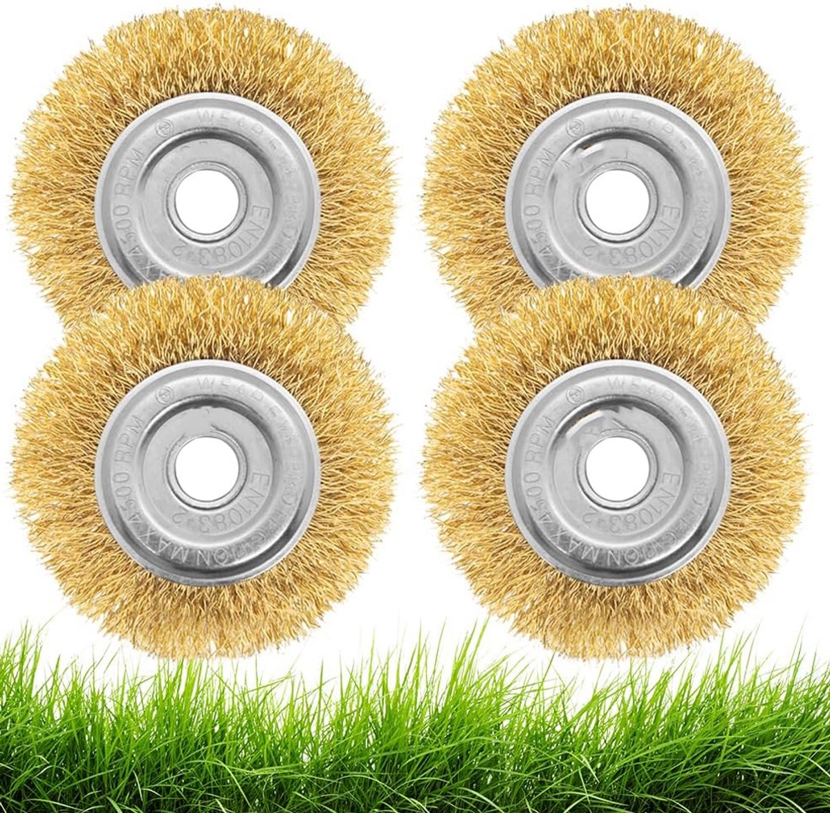 TTGoods - Set van 4 universele onkruidborstels voor bosmaaier - Compatibel met draadborstels - Accessoires voor het verwijderen van onkruid en mos