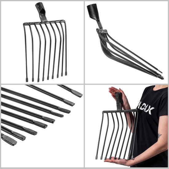 KADAX Aardappelvork zonder steel, raapvork van robuust staal, steenvork, aardappelvork, steenvork, draadvork, spatvork, hooivork, grafvork (zwart 9 tanden) van Merkloos	 — afbeelding 3
