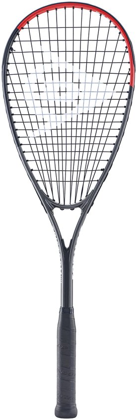 Raquette de squash noire avec un bord de tête rouge, "TRISTORM LITE" sur le manche.