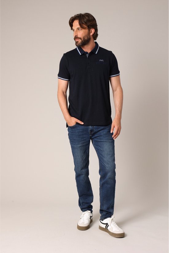 DEELUXE Chique poloshirt van 100% katoen met contrasterende kraag en decoratief borstzakje XXXL