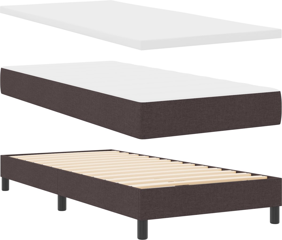 vidaXL - Boxspring - bed - met - hoofdeinde - Donkerbruin - 200 - x - 80 - cm - Stof