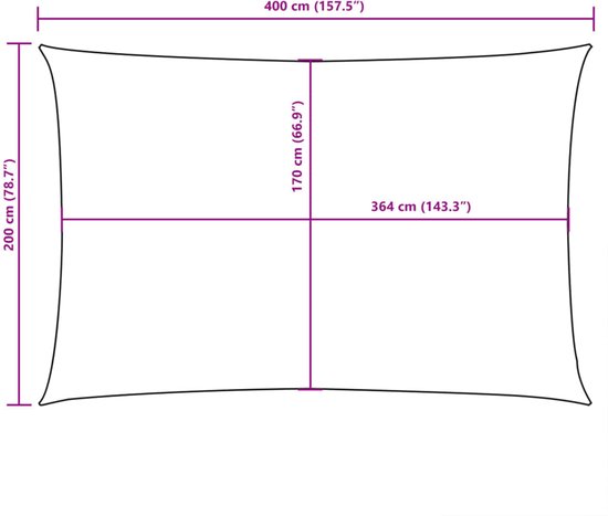 VDXL Zonnescherm rechthoekig 2x4 m oxford stof geel