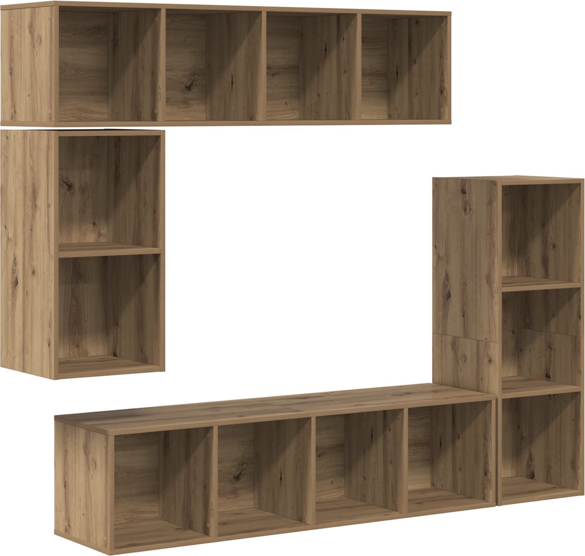 vidaXL - Tv-meubelset - 4 - pcs - Artisan - Eiken - Bewerkt - hout