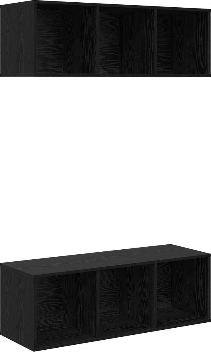 vidaXL - Tv-meubelset - 2 - pcs - Zwart - Eiken - 37 - x - 37 - x - 107 - cm - Bewerkt - h