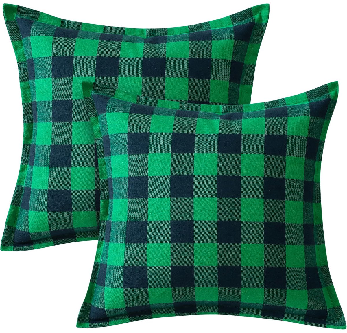 Unyqoos Set van 2 stijlvolle geruite kussenhoezen voor bank, slaapkamer en woonkamer 40x40 cm groen blauw