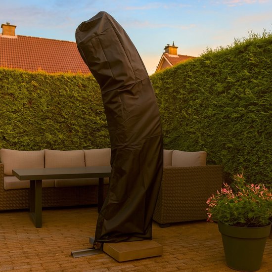 Maxxcovers Parasolhoes voor Zweerparasol 250x55 cm - Met Rits en Stok - Beschermhoes voor Parasol - Hoes van Waterdicht Polyester - Inclusief Opbergtas
