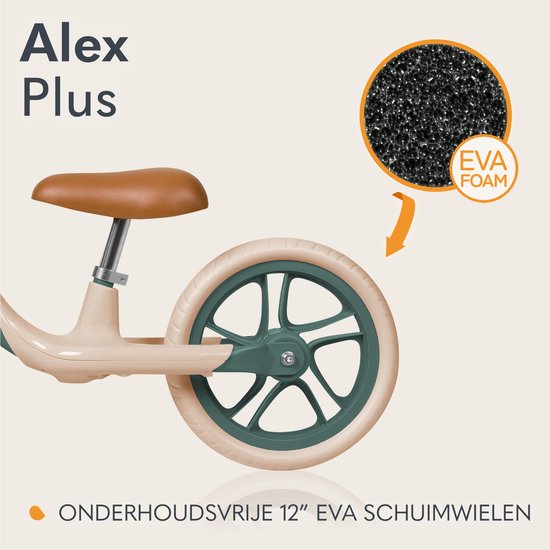 Lionelo Alex Plus - Loopfiets vanaf 3 jaar - 12” Lekvrije Banden - Verstelbaar zadel (30-35 cm) & Stuur (52-58 cm) - Met voetensteun, mandje & bel - 3,4 kg licht - Stuurbegrenzer - Antisliphandvatten - Comfortabel Zitting, Baby Fiets Leren balanceren van LIONELO — afbeelding 5