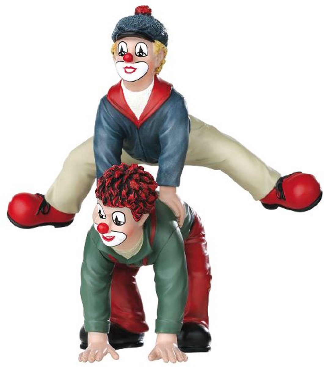 Gilde clowns - Boksprong - 14x15x9 cm - resin handgeschilderd - In cadeauverpakking verzamelaarsobject