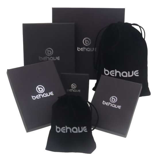 Collier Behave argenté avec perles, perles et pendentif rond transparent