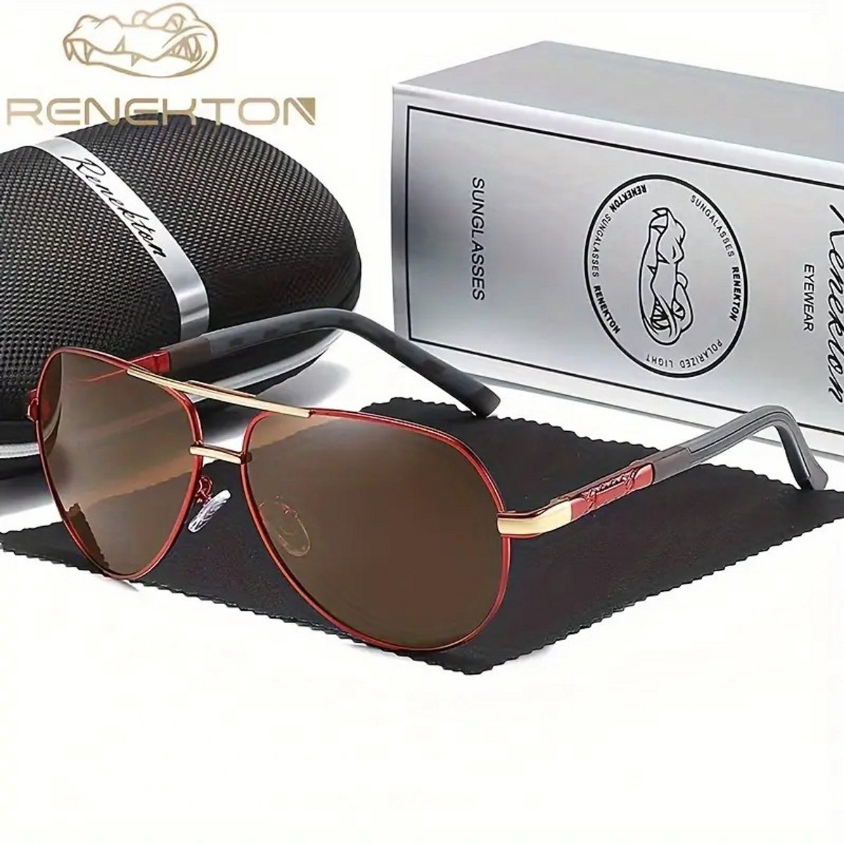 K&R Ventures® Piloten Zonnebril – Gepolariseerd – Unisex Dames & Heren – Rood Frame & Lichtrode Glazen – Luxe Cadeaupakket met Etui & Poetsdoekje – UV400 Bescherming – Stijlvolle Aviator Bril