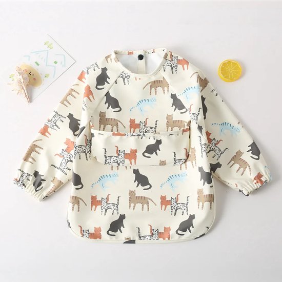 Dutsi - Tablier enfant - Imperméable et ajustable - 6-12 mois - Motif chats