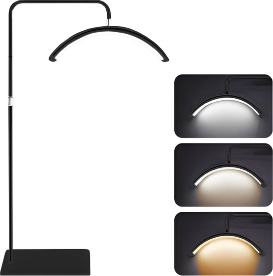 Halve Maan LED Lamp - Beautysalon lamp - Lash Lamp - Make Up Lamp - Salon Lamp - Stevig En Stabiel - Inclusief Telefoon Houder & Afstandsbediening - Zwart