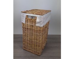 MigoStyling - Wasmand - Met binnenzak - Rechthoek - Riet - Rotan - Naturel - 38x30xH58