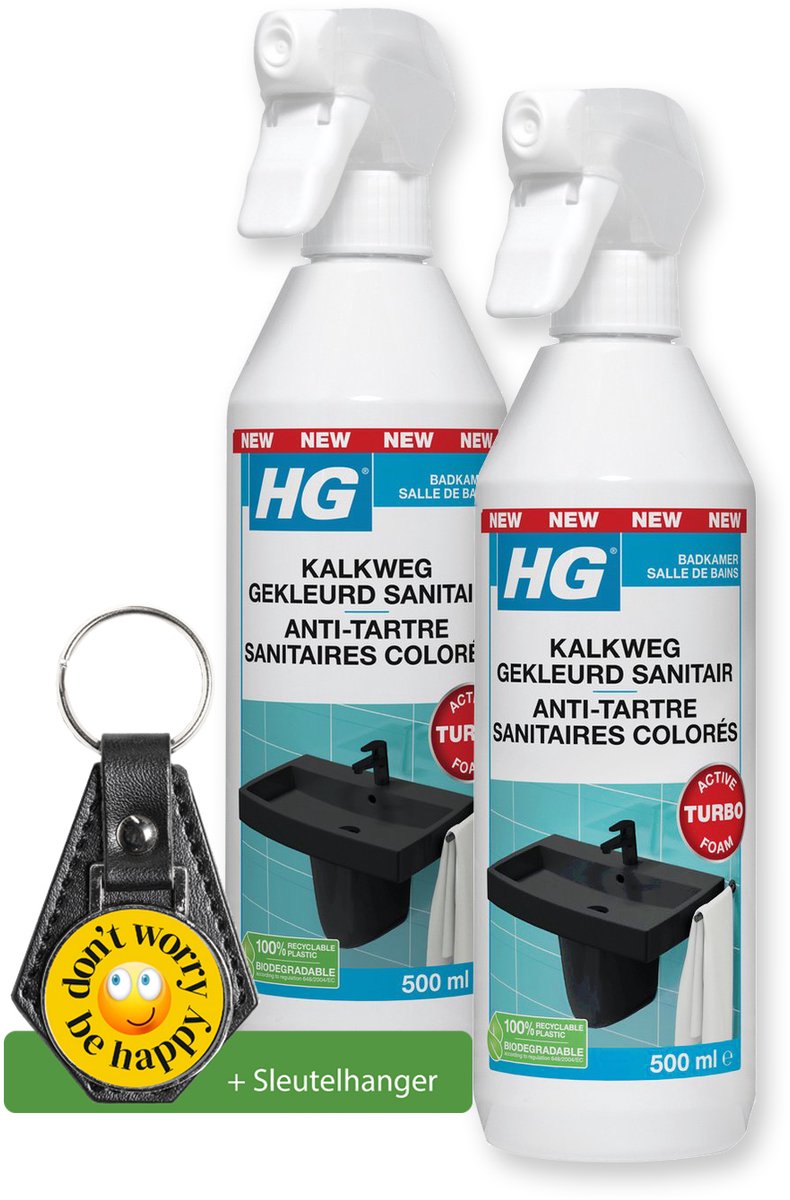 HG Kalkweg Gekleurd Sanitair 500 ml - 2 Stuks - inclusief sleutelhanger